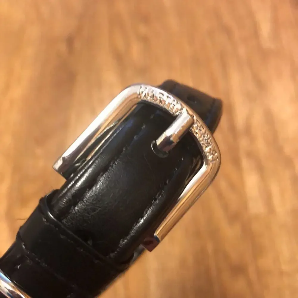 Martha Stewart Black and Silver Leather Buckle Dog Collar Size 16
